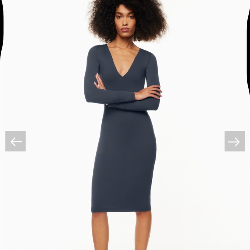 Aritzia Babaton Countor V Neck Long Sleeve Dress
